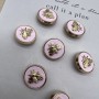 Пуговицы розовые с золотистыми мухами, 25 мм