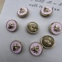 Пуговицы розовые с золотистыми мухами, 20 мм