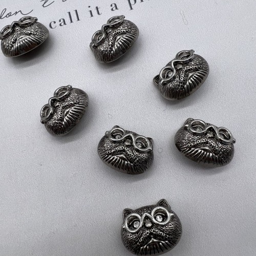 Пуговицы кошки металл темное серебро, 23 мм
