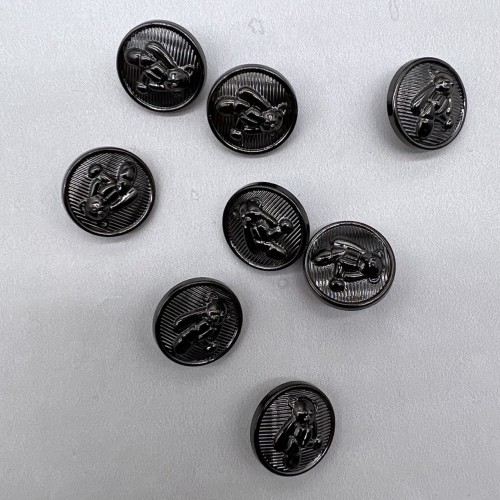 Пуговицы темное серебро с медведями, 18 мм