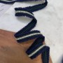 Тесьма репсовая васильково-синяя с цепочками и стразами, 20 мм