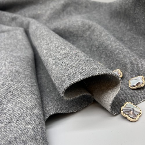 Ткань пальтовая серый меланж, с шерстью в составе