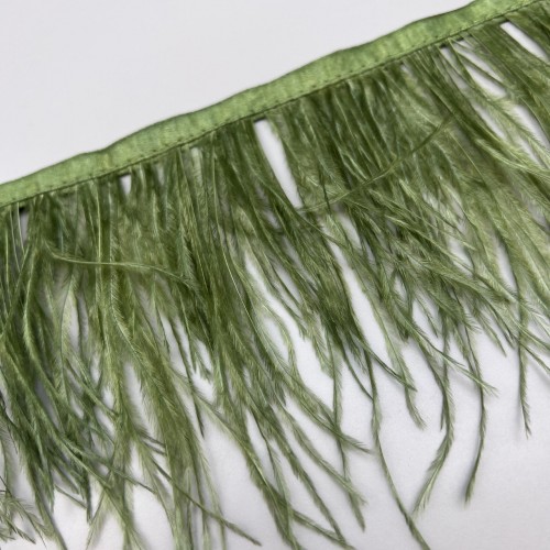 Перья натуральные, травянисто-зеленые, 11 см