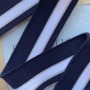 Трикотажные подвязы синего цвета с белой и серебристой полосками