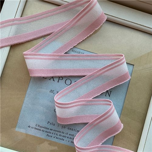 Подвязы трикотажные розового цвета с прозрачной и белой полосками