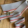 Трикотажные подвязы из вискозы  серые с белой и красной полосками