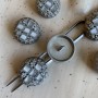 Пуговицы из лёгкого металла цвета матового серебра с перламутровыми вставками,  25 мм