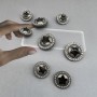 Пуговицы металлические серебристые со звездой и мелкими стразами, 18 мм