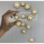Пуговицы металлические золотистые матовые со звездой и мелкими стразами, 23 мм