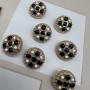 Пуговицы металлические золотистые со вставками чёрной и молочной эмали, 20 мм