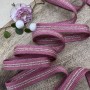 Шнурки трикотажные бруснично-розовые с золотистыми полосками