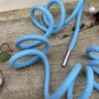 Шнурок трикотажный кругловязаный бирюзовый с серебристыми наконечниками