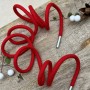 Шнурок трикотажный кругловязаный красный с серебристыми наконечниками