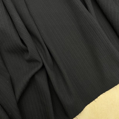 Ткань хлопок с модалом чёрного цвета структурная полоска косичка