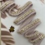 Тесьма цепочка золотистая, оплетенная нежно-розовыми пушистыми нитями, 1.5 см