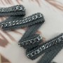 Тесьма цепочка серебристая, оплетенная серыми пушистыми нитями, 1.5 см