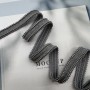 Тесьма текстильная серая с металлическими цепочками серебристого цвета