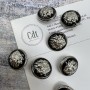 Пуговицы металлические в геральдическом стиле серебристые с черной эмалью, 23 мм