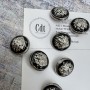 Пуговицы металлические в геральдическом стиле серебристые с черной эмалью, 23 мм