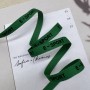 Тесьма репсовая хлопковая зеленая с принтом, 10 мм