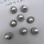 Пуговицы серебристые с жемчугом, 18 мм
